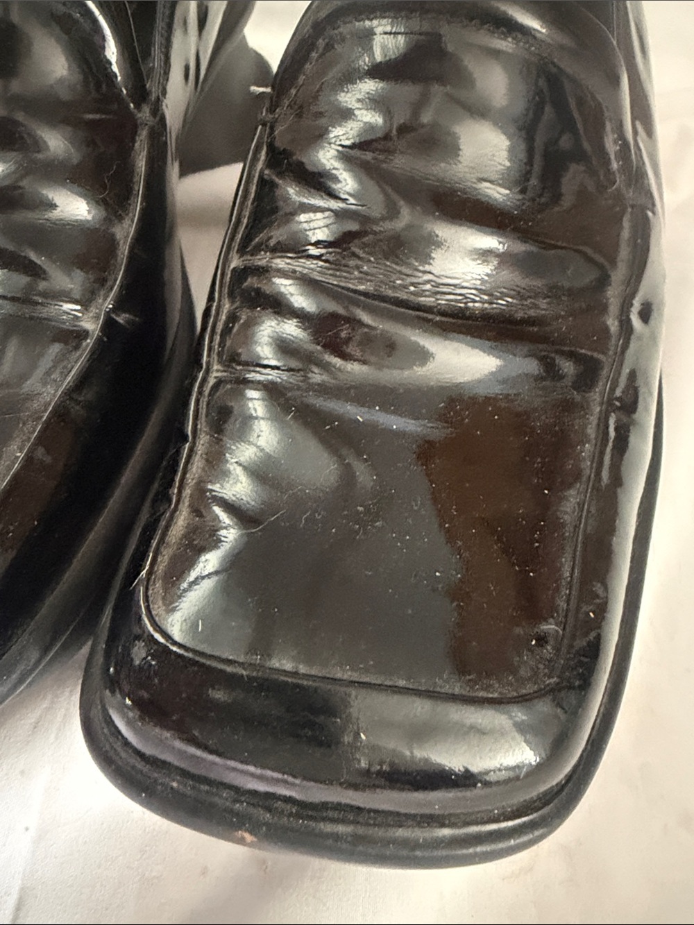 Prada Black Patent Leather Square-Toe Loafers - Picture 3 of 14